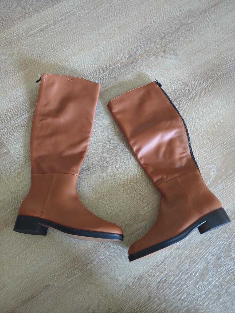 FRAME LE RAMSEY KNEE HIGH BONDED LEATHER BOOTS SZ EU 38.5 TOBACCO